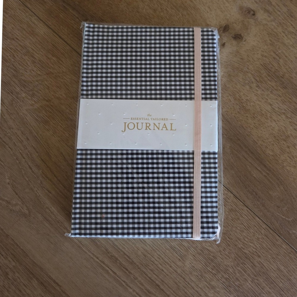 Sugar Paper Los Angeles Gingham Fabric Hard Cover Lined Journal Notebook Black